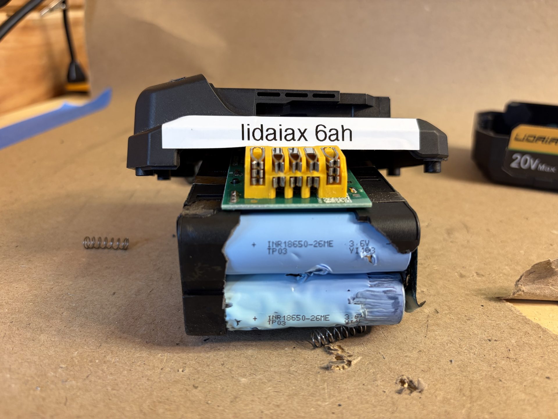 Cell label: INR18650-26ME 3.6V TP03 YI163